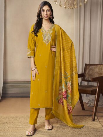 Label khoj women silk blend printed  kurta set