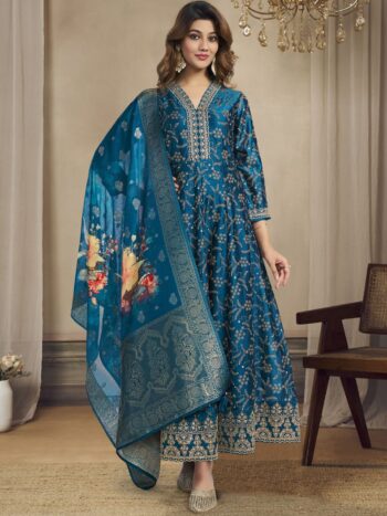 Label khoj Beautiful Anarkali kurta With Pant and Dupatta Set