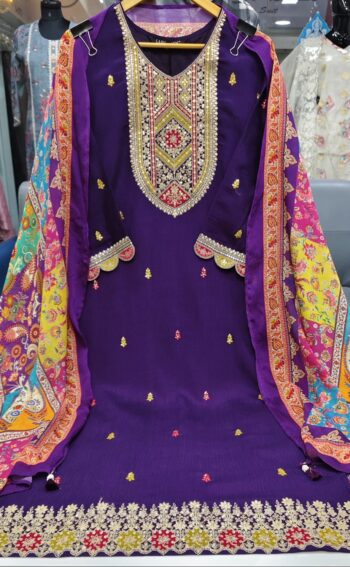Label khoj chinon mal Embroidered Kurta With sharara & Dupatta