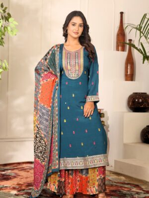 Label khoj chinon mal Embroidered Kurta With sharara & Dupatta