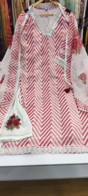 Label Khoj Women Lilen kurta, trouser and dupptta set