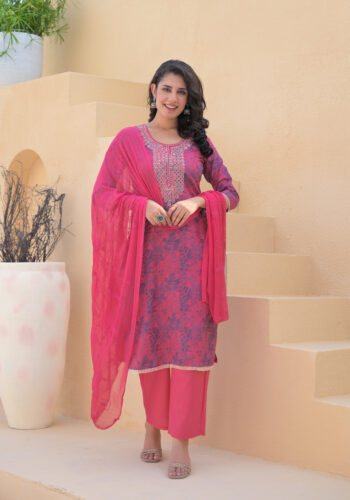 Label Khoj Women cotton kurta, trouser and dupptta set