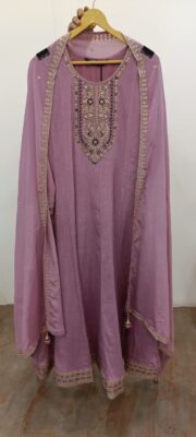 Label khoj Chinon butti Anarkali kurta With Pant and Dupatta Set