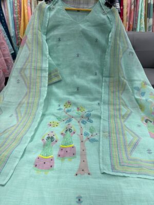 Label khoj lilen kurta , trouser and dupptta set