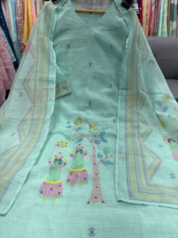 Label khoj lilen kurta , trouser and dupptta set