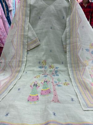 Label khoj lilen kurta , trouser and dupptta set