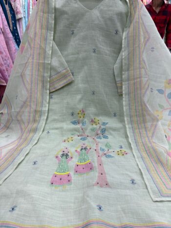 Label khoj lilen kurta , trouser and dupptta set