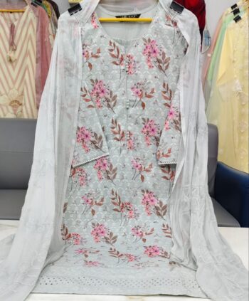 Label khoj chiffly print kurta with pant and dupatta