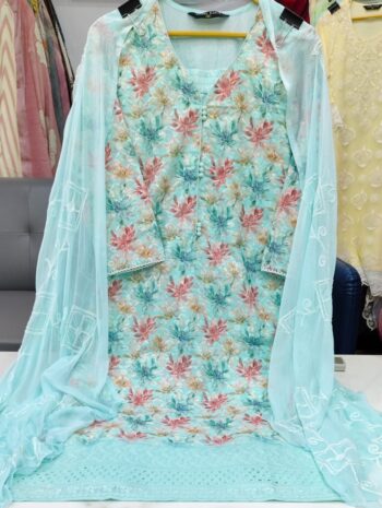 Label khoj chiffly print kurta with pant and dupatta