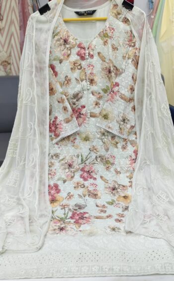 Label khoj chiffly print kurta with pant and dupatta