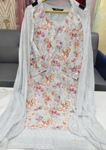 Label khoj chiffly print kurta with pant and dupatta