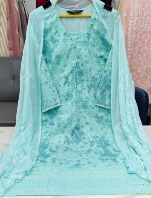 Label khoj chiffly print kurta with pant and dupatta