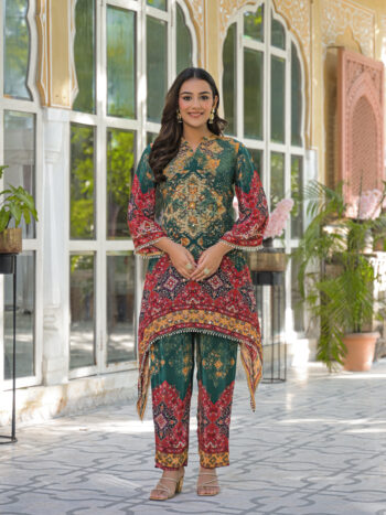 Label khoj Natural crepe with hand work Two piece