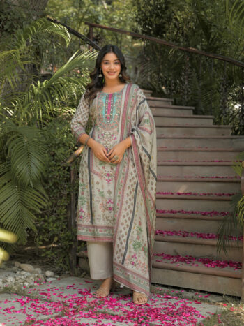 Label Khoj Women Pure viscose maslin with hand work kurta set