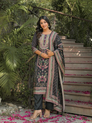 Label Khoj Women Pure viscose maslin with hand work kurta set