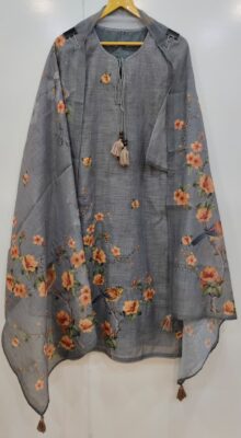 Label Khoj Women Lilen kurta, trouser and dupptta set